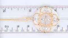 Beautiful Yellow Gold 2 Tone Mop Diamond Cut Pendant with Chain