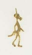 14K Yellow Gold Pink Panther Diamond Cut Vintage Charm/Pendant