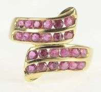 14K Yellow Gold 2.00 Ctw Natural Ruby Tiered Channel Bypass Ring