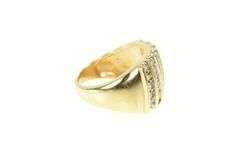 14K Yellow Gold 0.90 Ctw Diamond Striped Domed Statement Ring