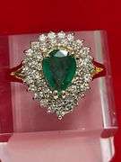 CERTIFIED 14K YELLOW GOLD DIAMOND AND EMERALD RING