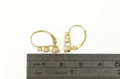 14K Yellow Gold Graduated Cubic Zirconia Dangle Lever Back Earrings