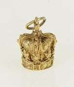 14K Yellow Gold 3D Crown Jewels King Queen Royalty Charm/Pendant