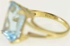 10K Yellow Gold Emerald Cut Blue Topaz Statement Ring