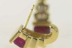 14K Yellow Gold 2.00 Ctw Emerald Cut Ruby Diamond Stud Earrings