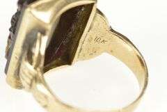 10K Yellow Gold Carved Soldier Black Onyx Cameo Statement Ring