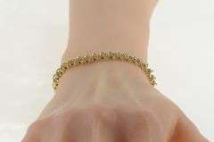 10K Yellow Gold 1.00 Ctw Diamond Classic Wavy Link Tennis Bracelet