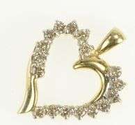 10K Yellow Gold 0.50 Ctw Diamond Curvy Heart Love Symbol Pendant