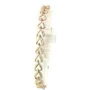 10K Yellow Gold Diamond Encrusted Heart Link Tennis Bracelet