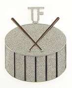 Sterling Silver TF Pave Snare Drum Line Marching Band Pendant
