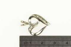 10K White Gold Curvy Heart Love Symbol Classic Romantic Pendant