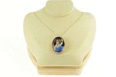 14K Yellow Gold R Blancher Limoges Ornate Pearl Oval Pendant/Pin