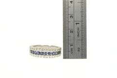 14K White Gold 1.80 Ctw Sapphire Diamond Wedding Band Ring