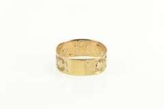 10K Yellow Gold Victorian Ornate Floral Pattern Wedding Band Ring