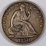 1858 Nicer Seated Half