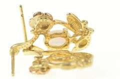 10K Yellow Gold Black Hills Rose Leaf Sim. Opal Floral Earrings