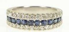 14K White Gold 1.80 Ctw Sapphire Diamond Wedding Band Ring