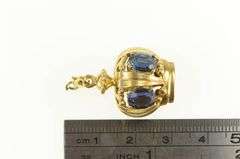 14K Yellow Gold 1950's 3D Syn. Sapphire Crown Queen King Charm/Pendant