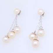 Prime White Gold Pearl Dangle Earrings