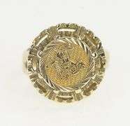 14K Yellow Gold 1960's Capricorn Sea Goat Zodiac Sign Ring