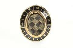 Gold Filled Victorian In Memory Woven Hair Mourning Photo Pin/Brooch
