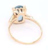 Favorite Yellow Gold Blue Spinel and Baguette Diamond Cocktail Ring