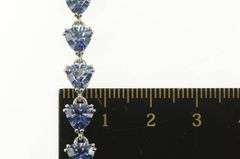 14K White Gold Trillion Syn. Tanzanite Statement Chain Bracelet