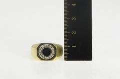 14K Yellow Gold Onyx Diamond Halo Squared Men's Statement Ring