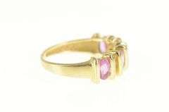 14K Yellow Gold 1.10 Ctw Oval Pink Sapphire Diamond Band Ring