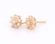 Sparkling Yellow Gold Small Diamond Cluster Earrings
