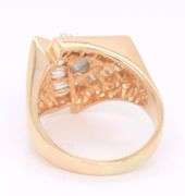 Majestic Yellow Gold Center and Baguette Diamond Triangle Ring