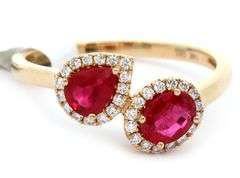 New 0.75ctw Ruby and 0.13ctw Diamond Frame Bypass Ring in 14K