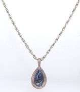 Vintage 925 Sterling Silver Abalone Pendant on Rope Chain Necklace