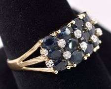 Ravishing Yellow Gold Blue Sapphire and Diamond Ring