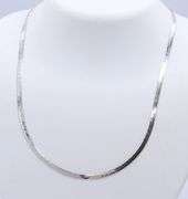 Italian 925 Sterling Silver Herringbone Chain Necklace
