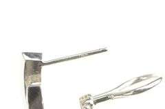 14K White Gold 1.00 Ctw Princess Cut Diamond Oval Hoop Earrings