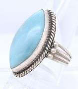 Sterling Silver Marquise Larimar Engagement Ring