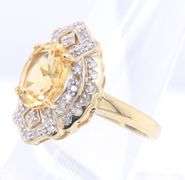 Gorgeous Yellow Gold Oval Yellow Quartz in Diamond Deco Style Setting