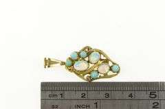 14K Yellow Gold Victorian Opal Turquoise Artisan Vintage Pendant