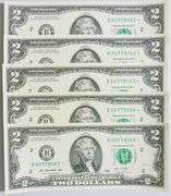 (5) Superb Crisp 2013 $2 Star Notes New York-Consecutive!