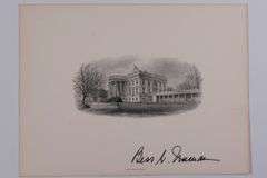 Bess Truman Autograph on BEP Card of the Bach of The White House W