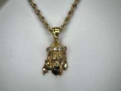 14 Kt Gold Plated Jesus Pendant With The Sparkling Crown