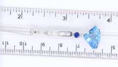 Pleasing White Gold Aquamarine, Sapphire and Diamond Pendant on Chain