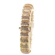10K Yellow Gold 7.50 Ctw Cognac Diamond Wavy Bar Cluster Bracelet