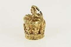 14K Yellow Gold 3D Crown Jewels King Queen Royalty Charm/Pendant