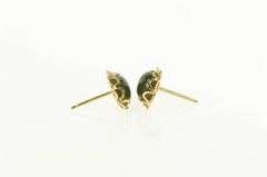 14K Yellow Gold Oval Nephrite Cabochon Retro Stud Earrings