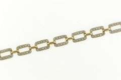 14K Yellow Gold 0.75 Ctw Diamond Chain Link Squared Tennis Bracelet