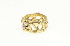14K Yellow Gold Diamond & Cubic Zirconia Artisan Vine Band Ring