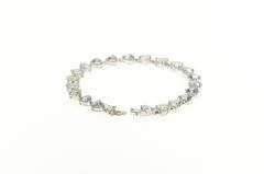 14K White Gold Trillion Syn. Tanzanite Statement Chain Bracelet