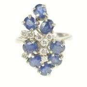 14K White Gold 1.88 Ctw Natural Sapphire VVS Diamond Cocktail Ring